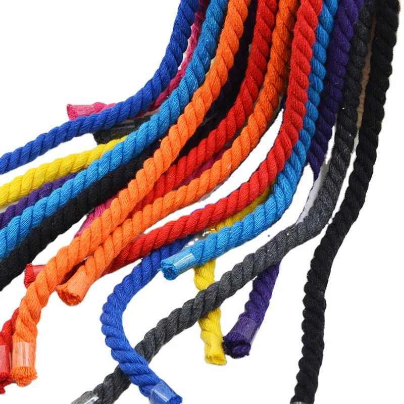 
Amazon OEM Handmade Knit 3 Strand Twisted DIY Decoration Colored Cotton Rope 