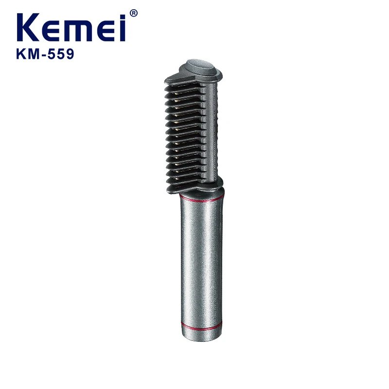 KEMEI Km-559 Electric Hot Comb Straightening Brush Cordless Fast Heated Electric Hair Straighten Comb