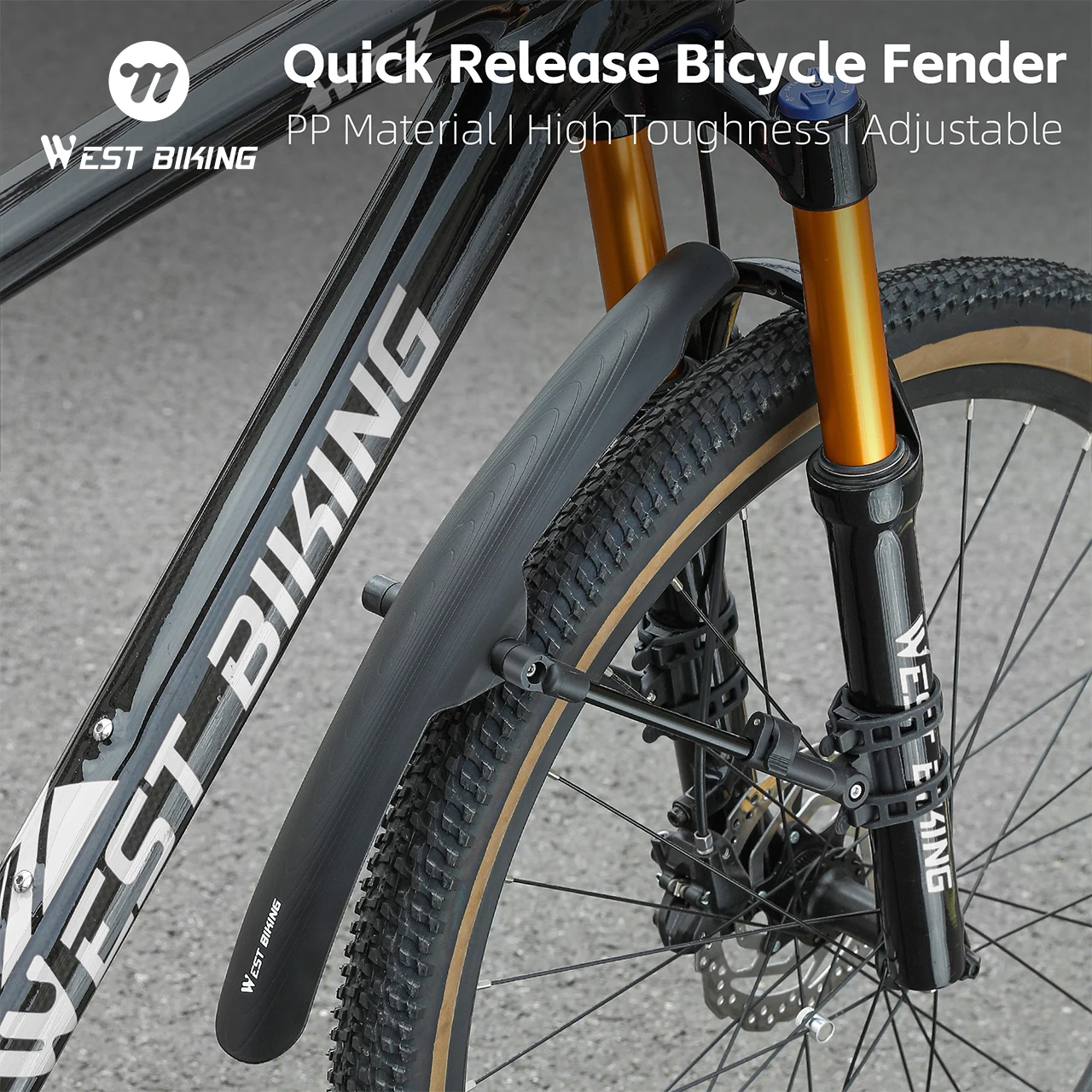 WEST BIKING Mountain Bike Front Rear Fender Quick Release Bicycle Fender Durable Lightweight Bicycle Mudguards