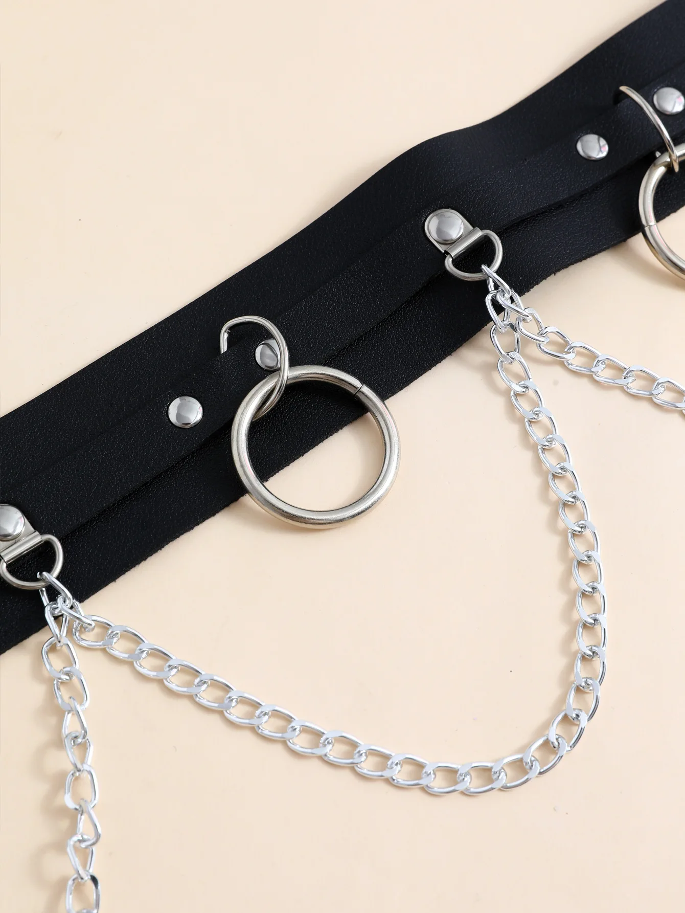 New  Punk Leather Body Chains Black Waist Chain Layered Nightclub Ring Belt Belly Chains Rave Party Body Jewelry Accessories for