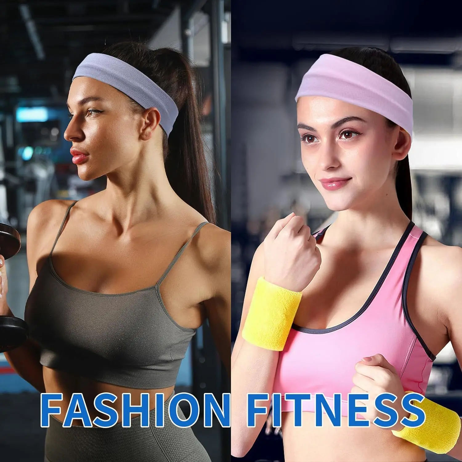 Factory wholesale custom logo printed sports headband for women men yoga running tennis fitness elastic sweatbands