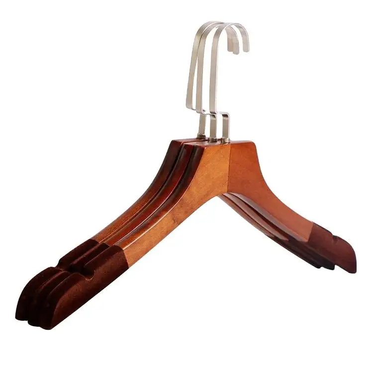 wholesale Inspring manufacturer wood coat hanger for clothing Shoulder rubber non slip