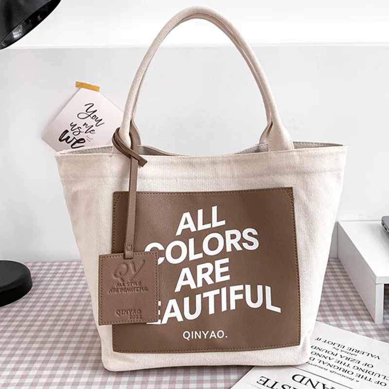 PU Women Print Style Gift Daily Luxury Foldable Reusable Large Grocery Cotton Canvas Shopping Tote Bags With Custom Logo Extra