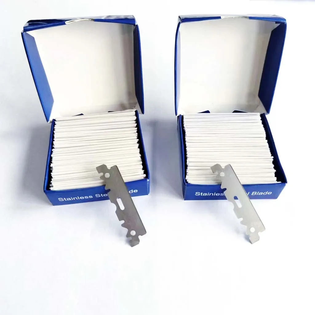 Wholesale high quality custom logo 100 pcs single edge barber razors blades for professional face shaving
