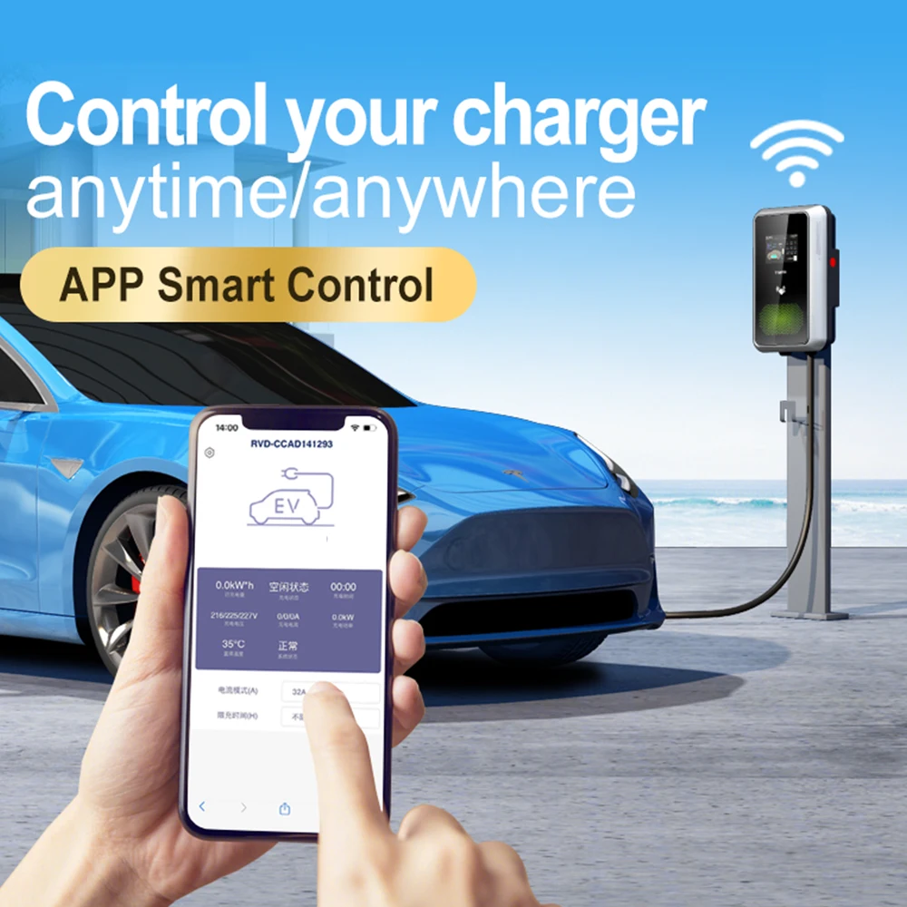 FACTORY WALLBOX RFID 32A 380V 11kw 16A 32Amp Type 2 1 Ocpp Level2 Home Electric Car Charger EV Charging Station