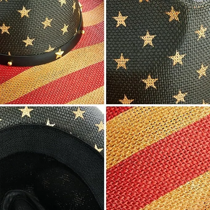 Wholesale woven custom printed designer distressed sombreros para hombre para el sol cowboy straw hat with elastic band