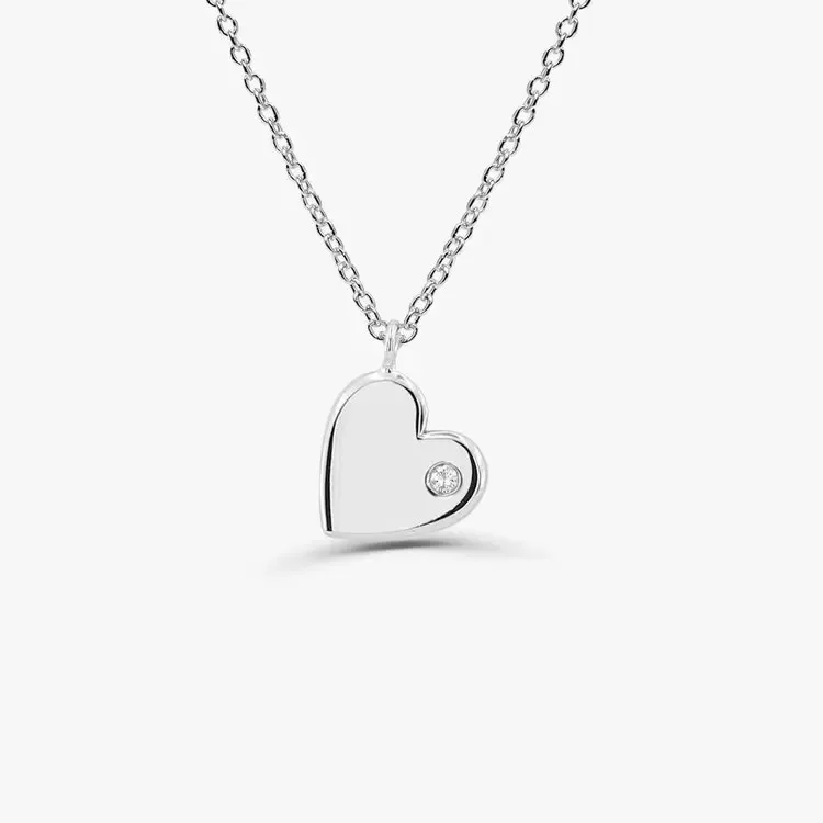 elegant rose gold plated 925 Sterling silver diamond heart pendant necklace for women