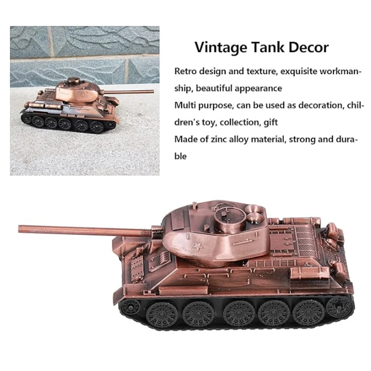 Tank Model Decoration Zinc Alloy Multi Purpose Retro Design Wear Resistant Military Tank Ornaments Gifts Souvenirs Collections