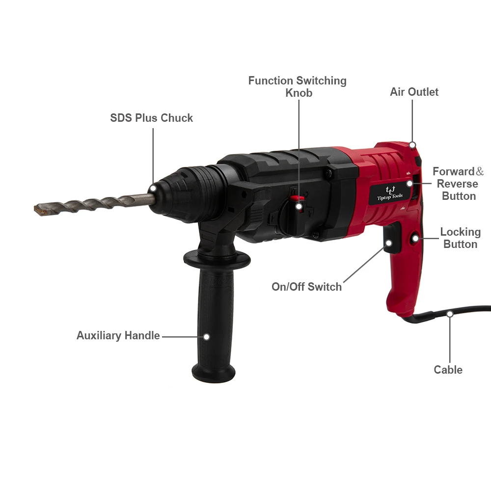 China High Quality 110v 220v SDS Plus Electrical Power Tools Heavy Duty 26mm Corded Electric Rotary Hammer Drill Machine