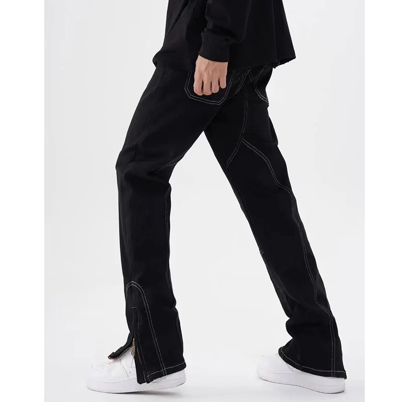 High street Factory breasted micro flared tooling pants stylish fashion designer mens flare denim jeans