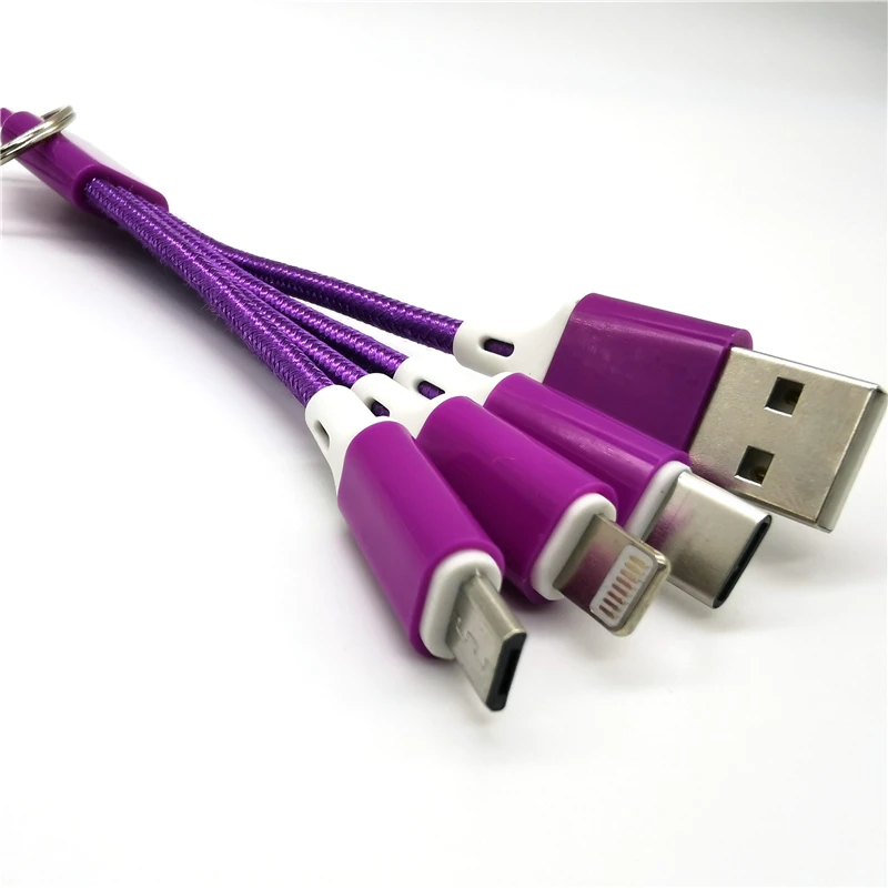  Новинка 2020 зарядное устройство 13 см 2 А брелок usb 3 в 1 портативное для передачи данных usb-кабель мобильного