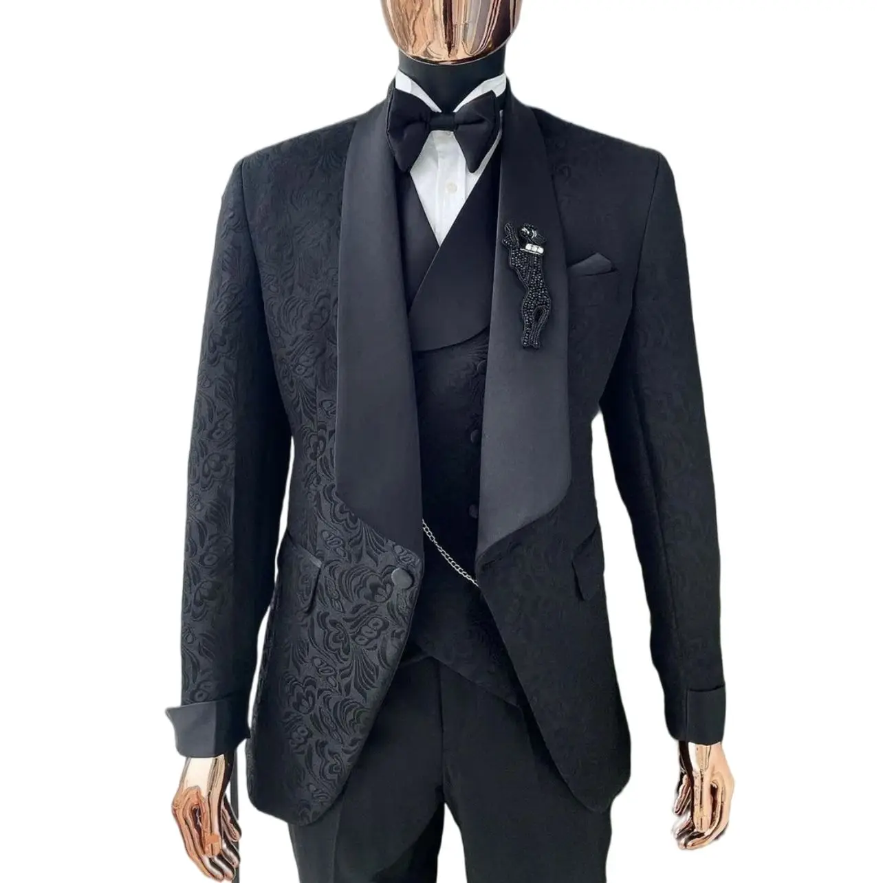 Мужской жаккардовый костюм с цветочным принтом