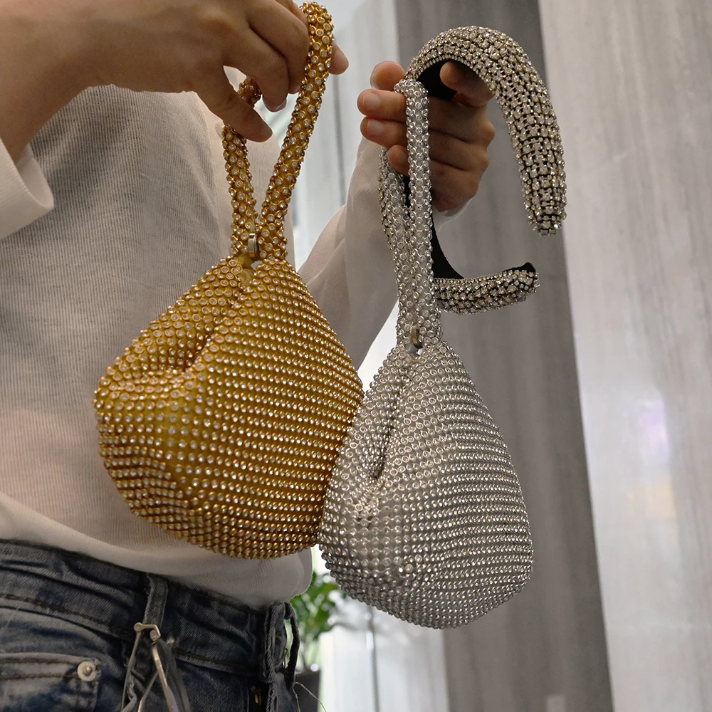 
2021 fashion evening handbags diamond bling bling matching headband and purse 