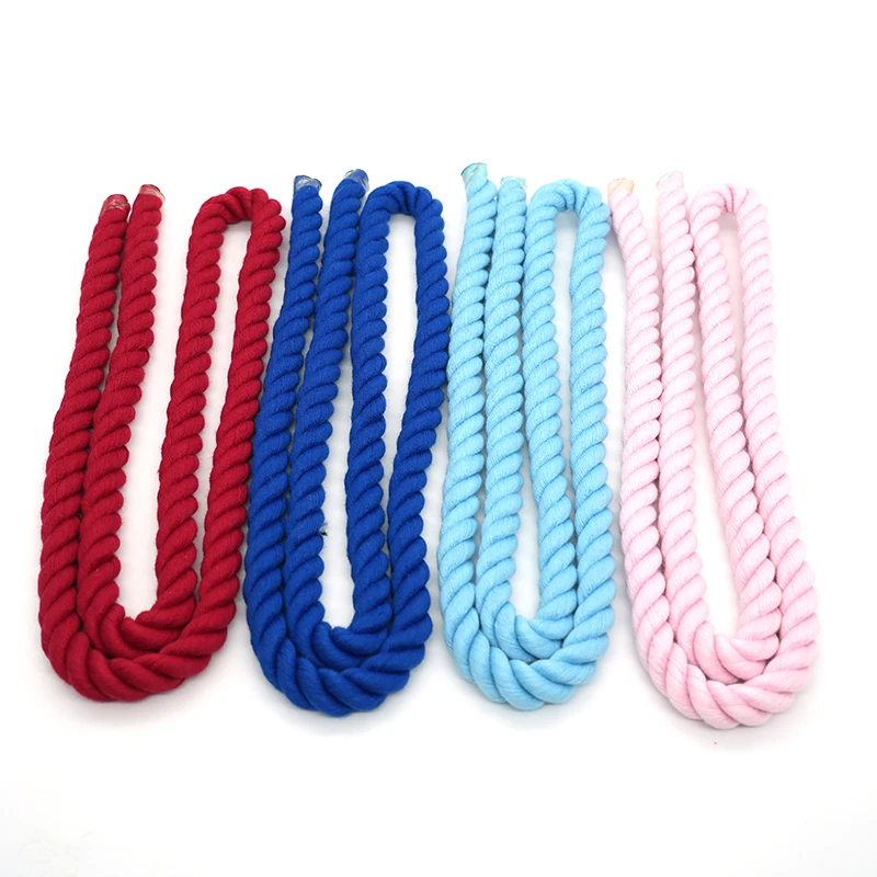 Durable 12mm Dyed Three Strand Natural Cotton Rope Braided Cord Gradient Color Twisted Rope Customized Pet dog leash new