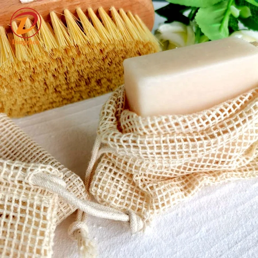 Custom any size Natural Cotton mesh bag eco friendly reusable toy storage packing bag