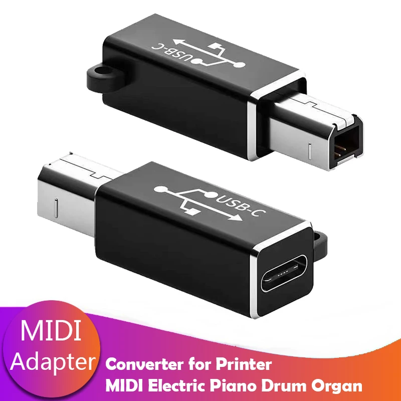 New MIDI Converter Type C USB-C Female To USB B Male Adapter for Printer Electric Piano Drum Organ