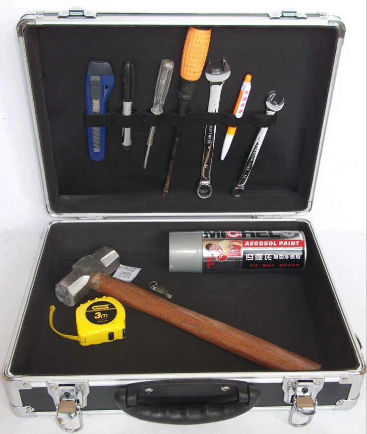 Aluminum Metal black Hard Carrying Protective foam Case barber Briefcase Tool Case