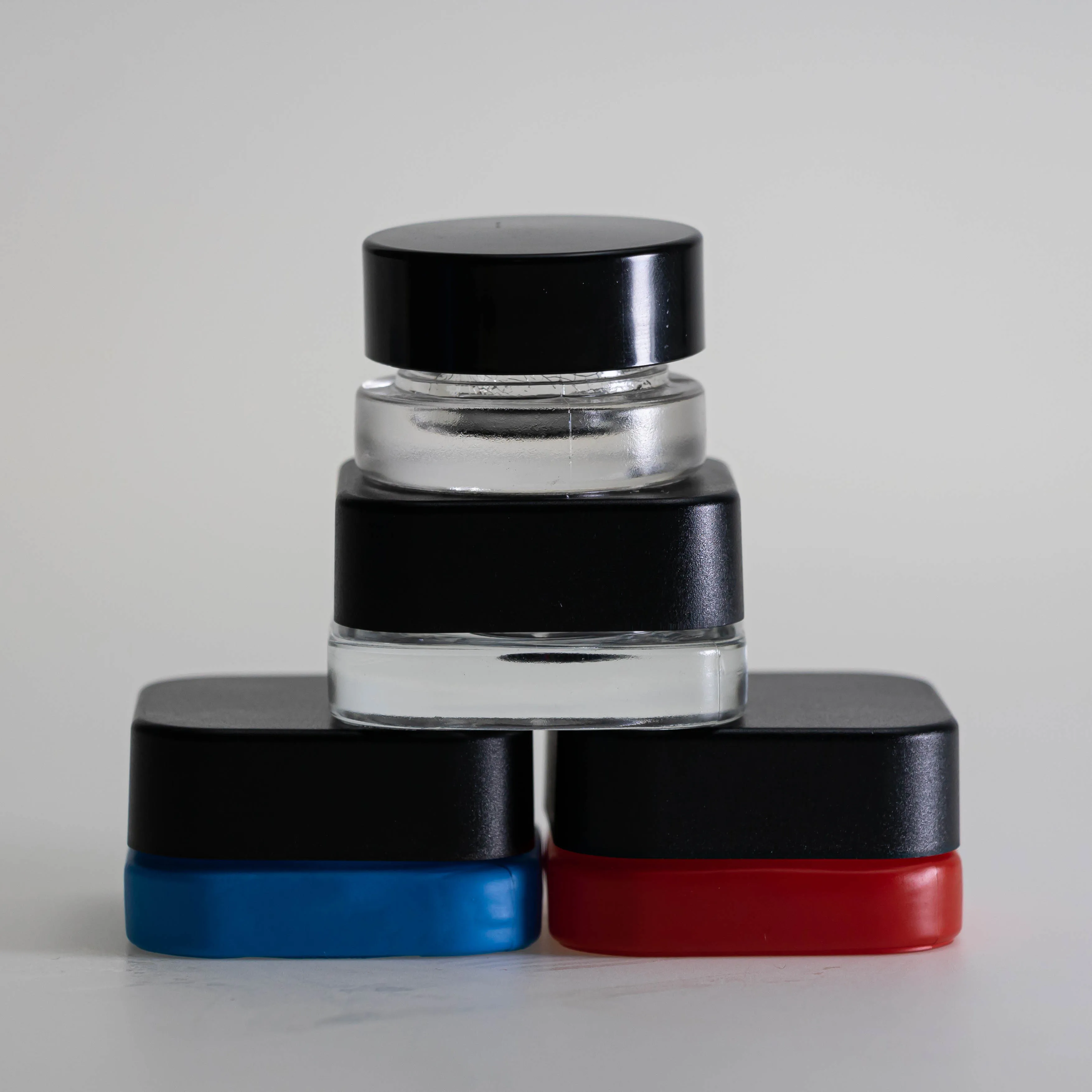 Small Clear Glass Grease Jars Custom Logo Square Concentrate Containers Child Resistant Cap CRC Glass Jar