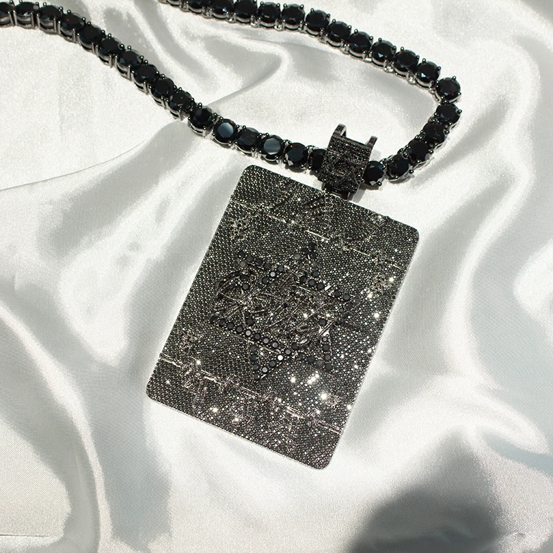 Custom Ice Out Pendant Solid 925 Sterling Silver Double Layer Black Moissanite Diamond Hip Hop Men Pendant