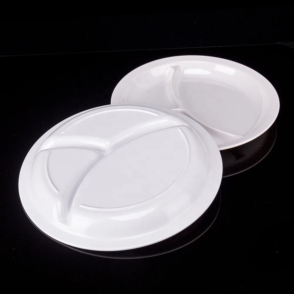 Factory Direct Wholesale Deepen  Rounder Melamine Plastic Baby 3 Divided Party Food Lunch Plates