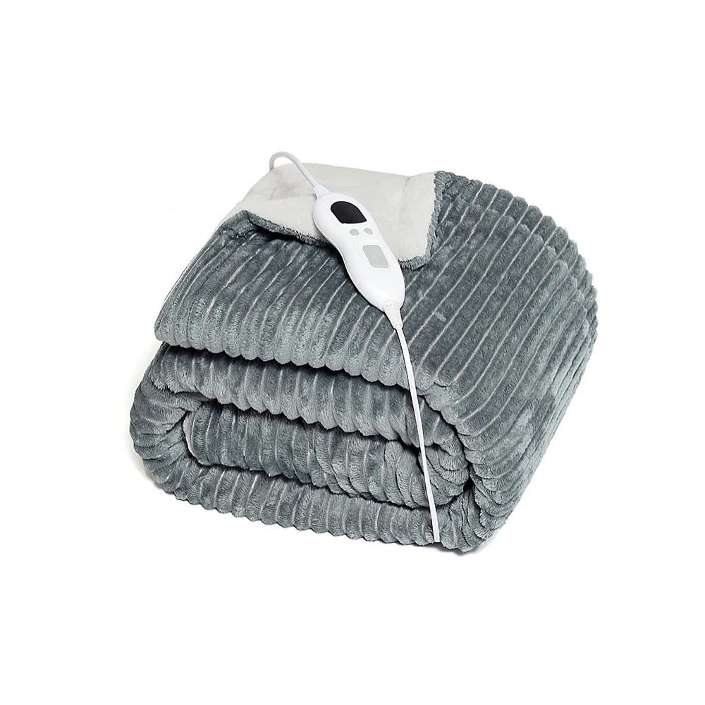 Christmas Gift Machine WashableSoft Ribbed Fleece 3 Heat Levels 8 Hours Auto Shut-Off Fast Heating Electric  Blanket For Home