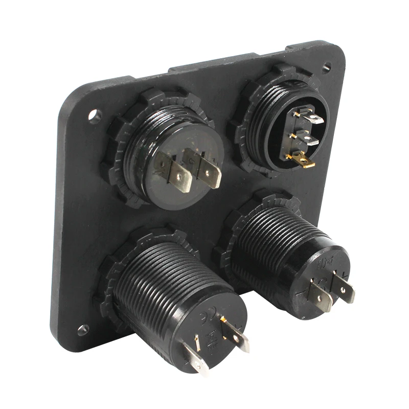 HEYRV Car Boat RV Dual USB Socket Charger 1A&2.1A + Voltmeter + 12V Power Outlet + ON-Off Toggle Switch Four Functions Panel