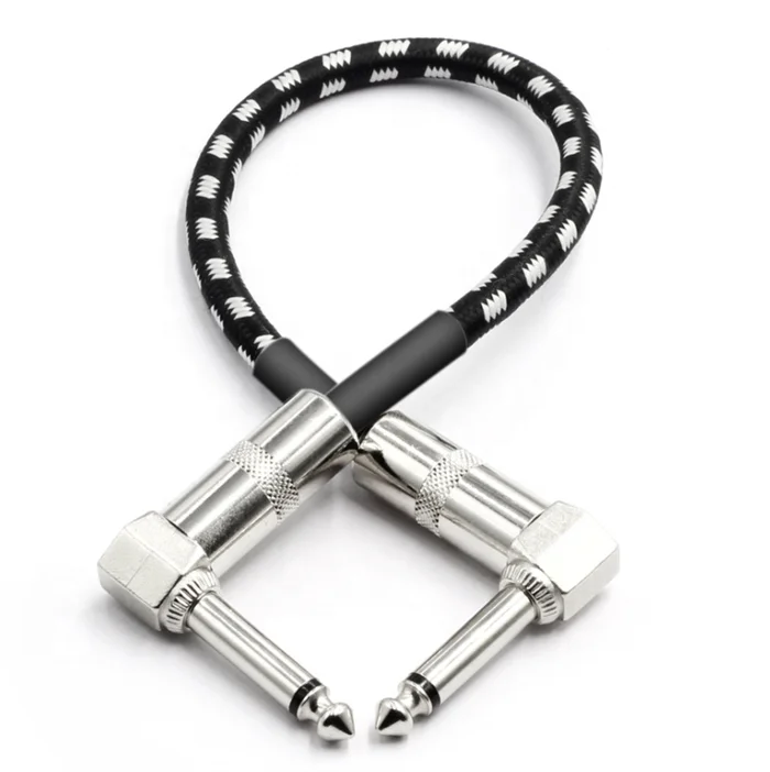 Factory Price Right Angle 6.35mm Jack Male To Male Audio Cable 15cm/30cm  Effect Pedal Patch Cable