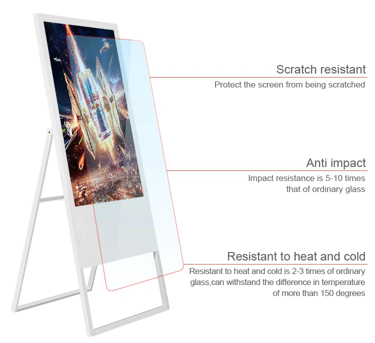 Floor stand indoor vertical 4G wifi network interactive portable lcd advertising display digital signage