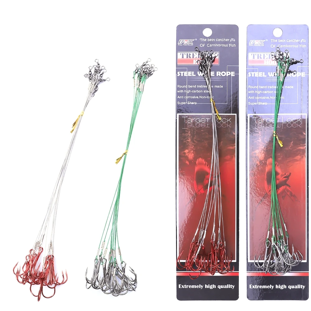 FTK Anti Bite Steel Fishing Line Steel Wire Leader With Treble Hooks Fishing Accessory Tools Lead Core Leash Fishing Wire
