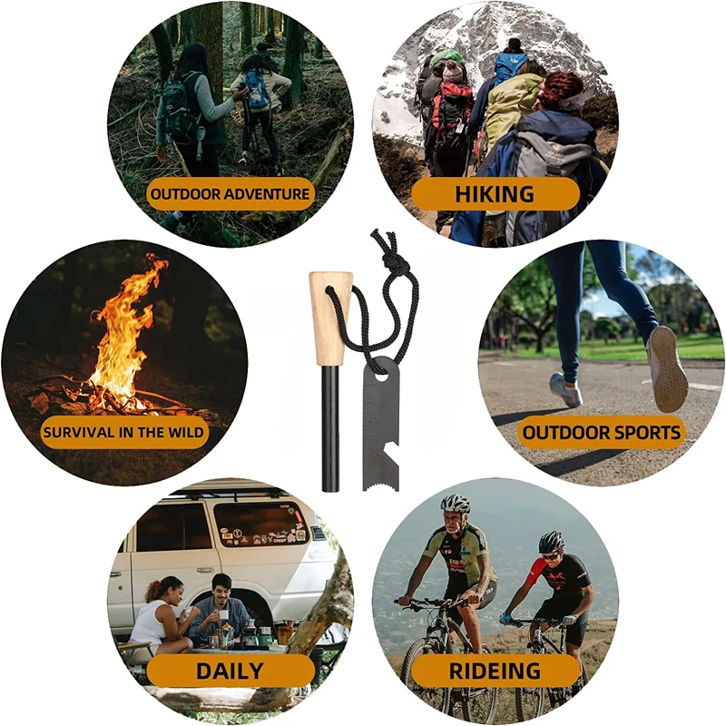 10 inch waterproof magnesium ferro rod fire starter Flint up to 15000+uses Customized for Survival Kit fire steel