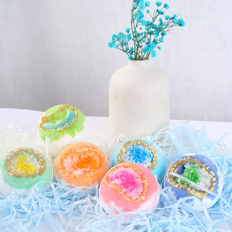 Shimmer Luxury Gift Set Wholesale Fizzy Crystal Natural Organic Shimmer Glitter Sea Salt Series Bath Bombs