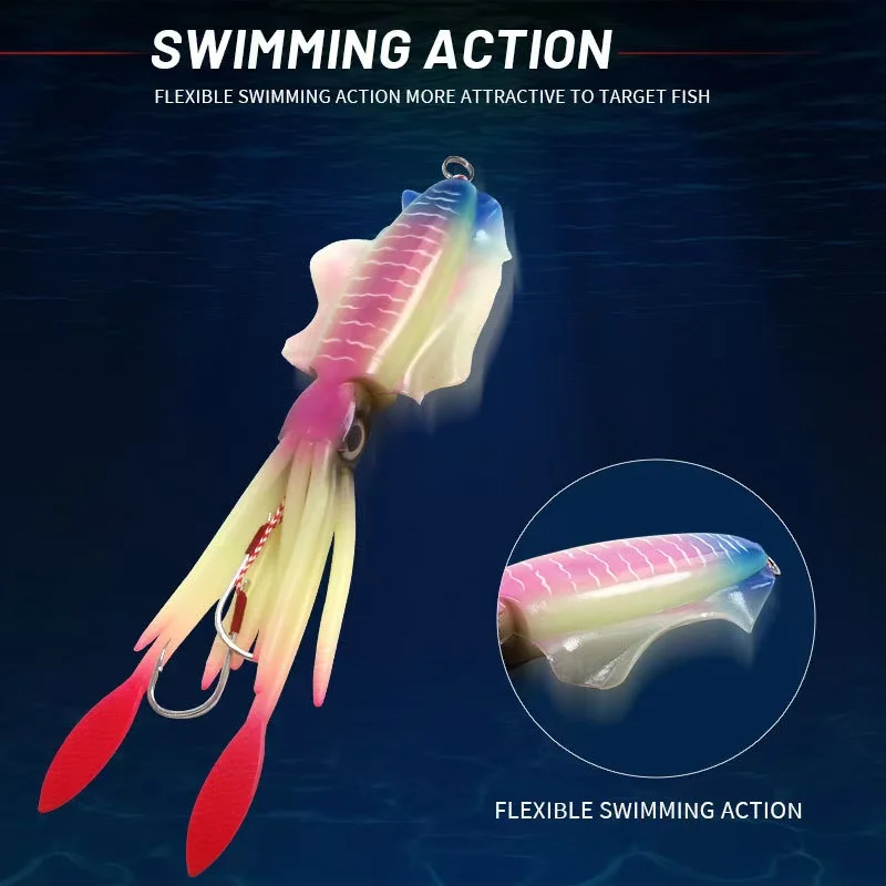 Newbility 20cm Multiple Colors luminous fishing lures Octopus Soft Bait sea fishing wobbler squid Glow Fishing Soft Lure