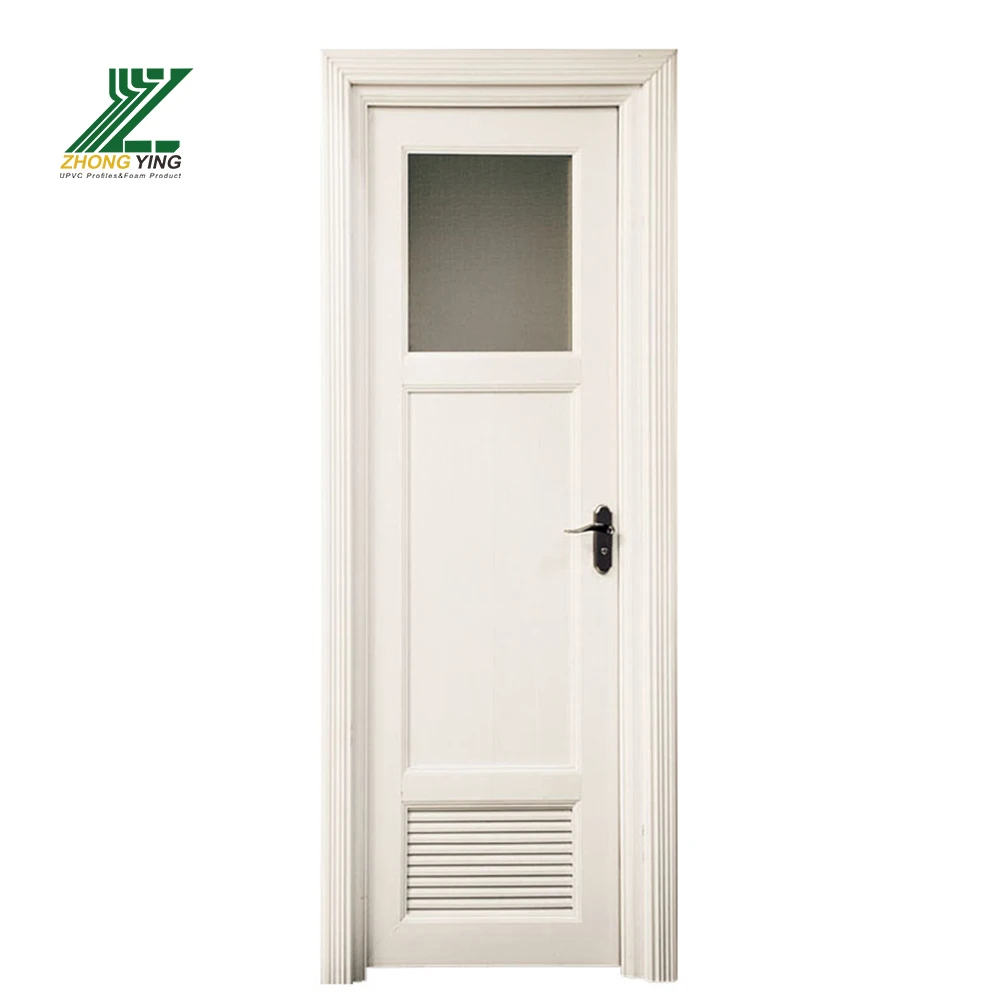 Waterproof Upvc Pvc Doors Upvc Plastic Interior Bathroom White Plastic Glass Doors