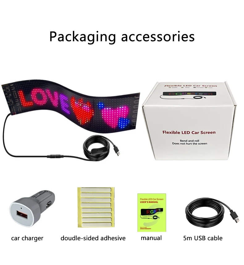 Dropshipping custom smart car led sign app control programmable led car display waterproof Flexible EL Glow Pixel LED Panel