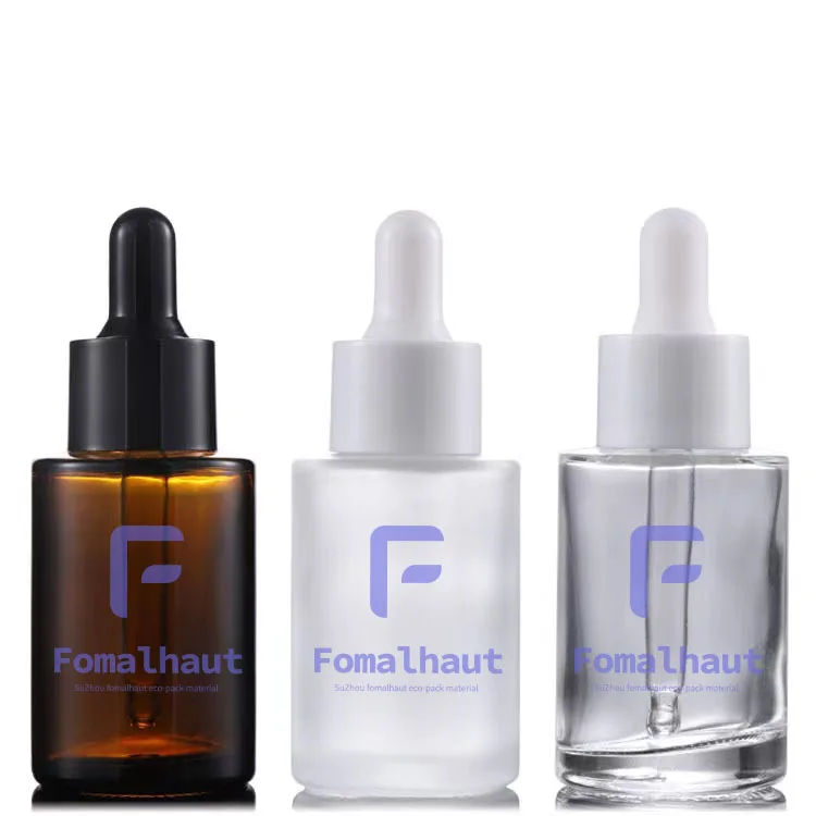 Fomalhaut Flat Dropper Glass Bottles Wholesale 30ml Glass Essence Oil Bottle Frosted Dropper Bottles
