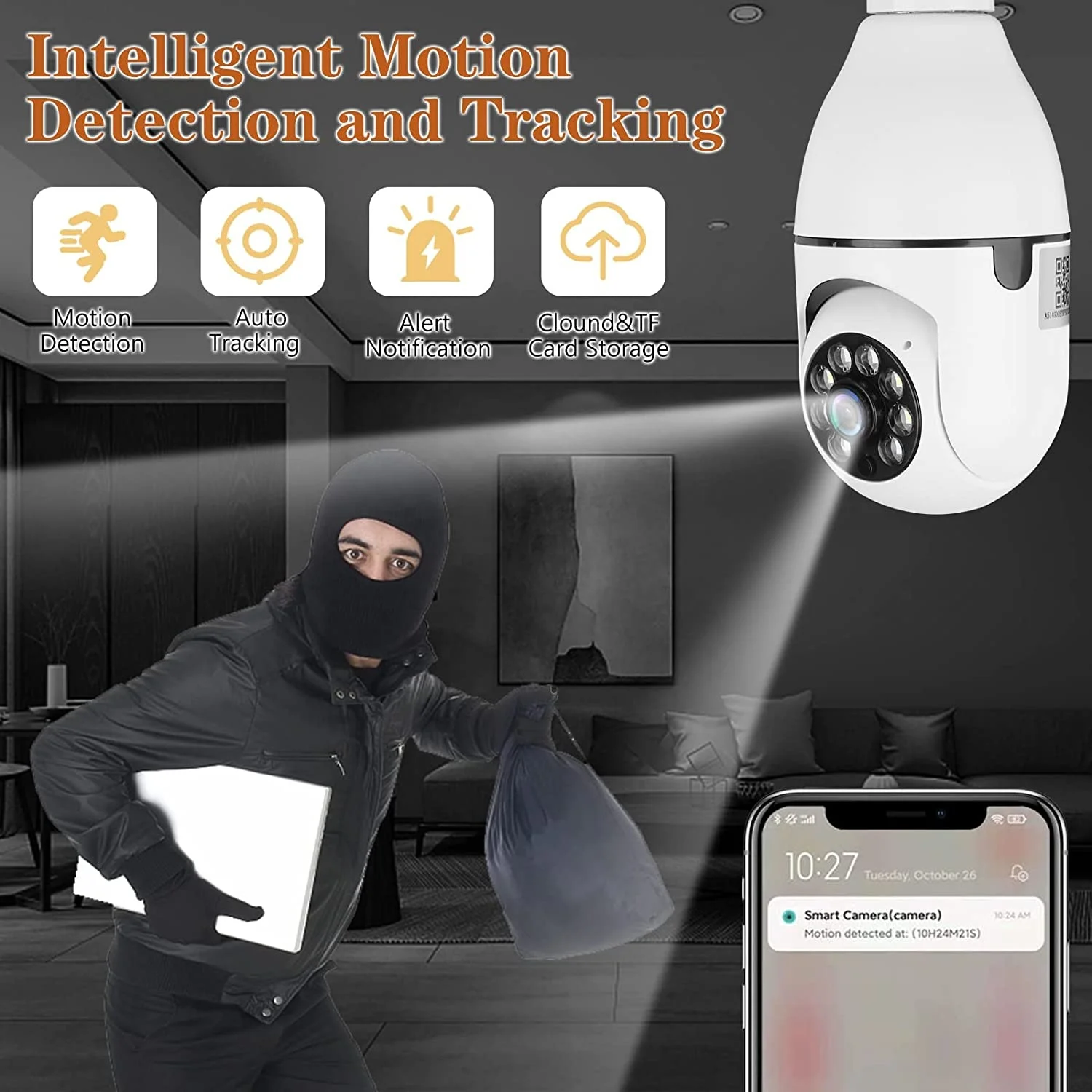 Light Bulb Security Camera Wireless WiFi Light Socket Cameras 360 Pan Tilt Smart Motion Detection Alarm Color Night Vision