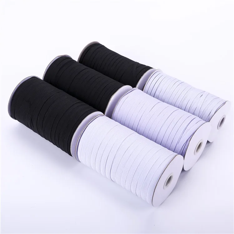 Weaving 12Mm16Cord High Elastic Braid Flat Elastic Band Sewing Black White Flat Elastic Cord Band