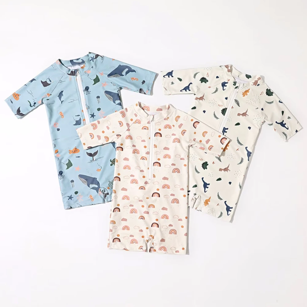 CHEER Custom Ins baby one piece zipper bathing suit toddler rash guard swimsuit kids swimming clothing infant beachwear swimwear