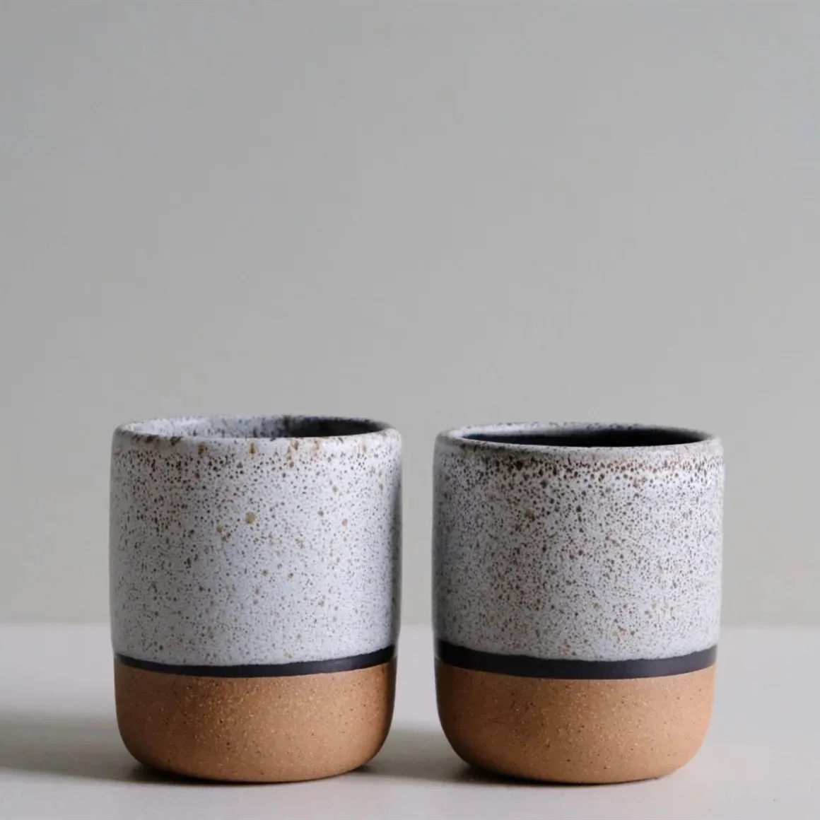 New Arrival Double Color Design Mini Espresso Coffee Tea Mug Matte Stoneware Mug Without Handle