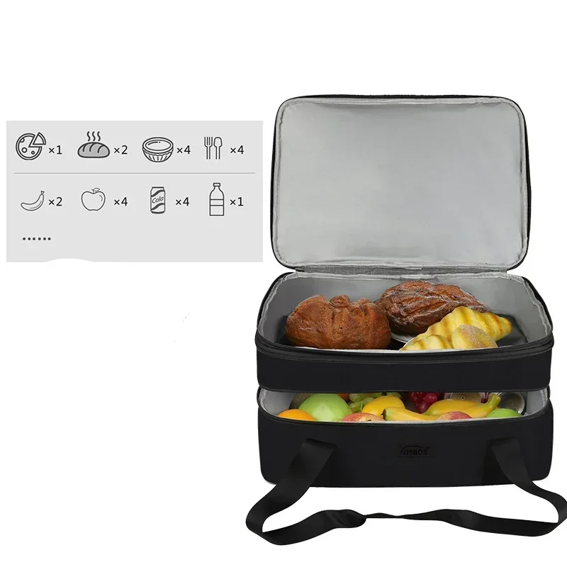 Outdoor Picnic Hot Food Thermal Insulated Cooler Travel Carry Bag Casserole Carrier for Trip Birthday Party Christmas Day