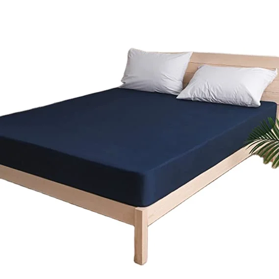 Navy Waterproof Mattress Protector Queen Encasement Plastic Twin Full King Calking Mattress Cover Fitted Sheet Bed with Elastic
