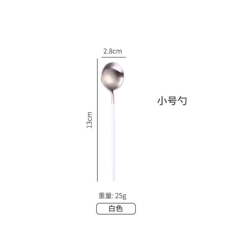 
Hot Sale Portuguese Stainless Steel Coffee Tea Dessert Ice Small Round Head Spoon with Colorful Handle Tableware Cutlery 
