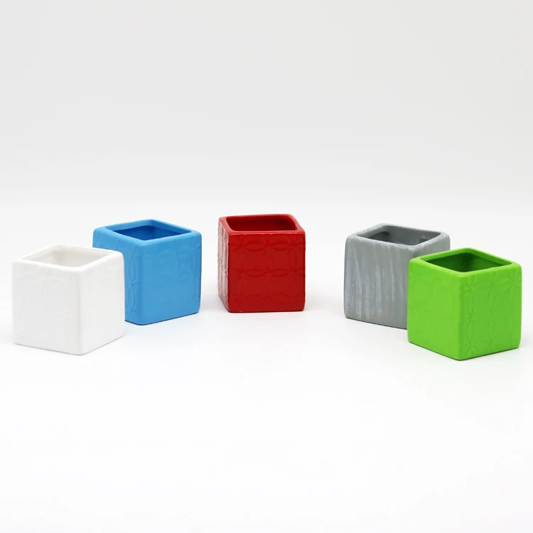 Wholesale square small flower pots succulent growing ceramic pots