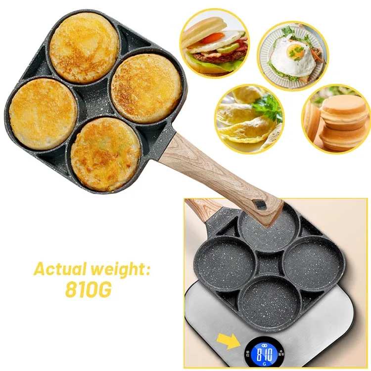 Wholesale 4 Hole Fried Eggs Mini Non Stick Frying Pan Homemade Burger Frying Pan For Kitchen