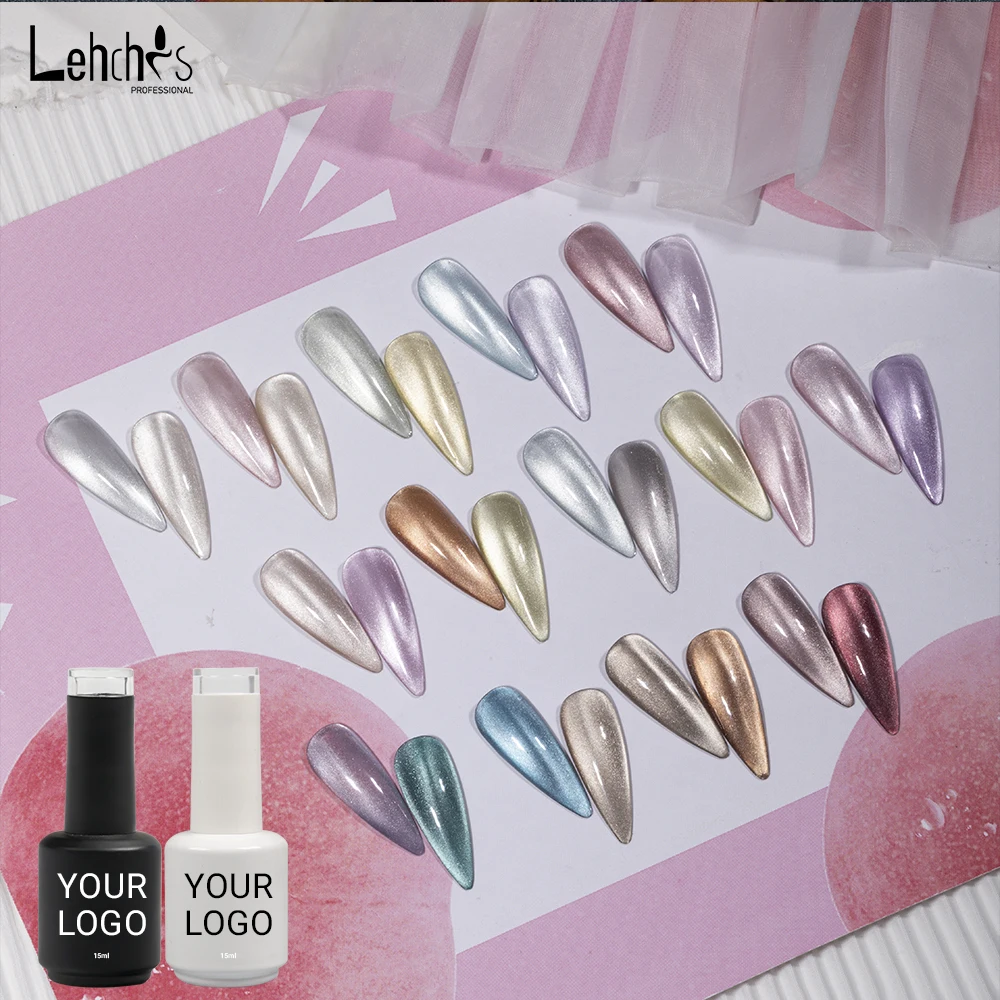 Lehchis OEM Custom logo Gel Polish 15 ml Bottle Cat eye Color primer nails Long Lasting Top Coat Uv Gel nail Polish
