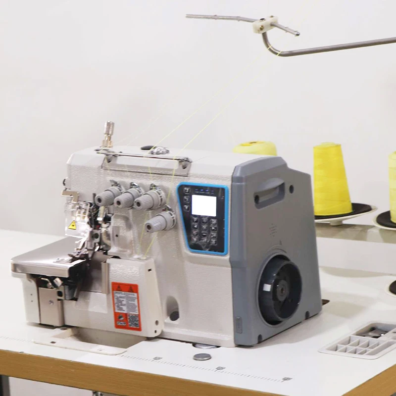 Direct drive 4 thread overlock sewing machine with automatic thread cutter