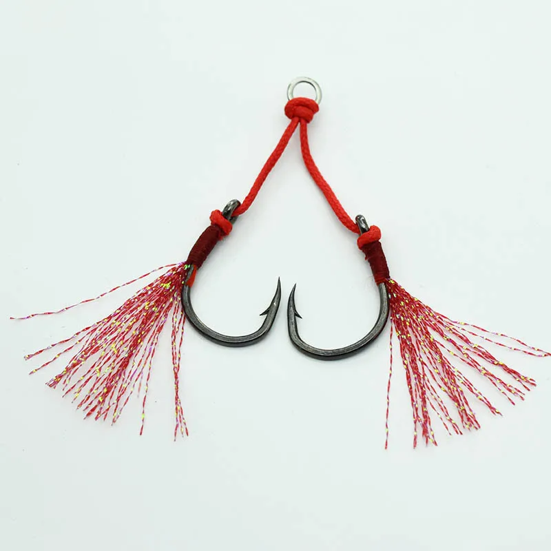 High Quality Mustad Stainless Steel Long with Holes Shank Saltwater Feather Barbed Ocean Fishing Hook