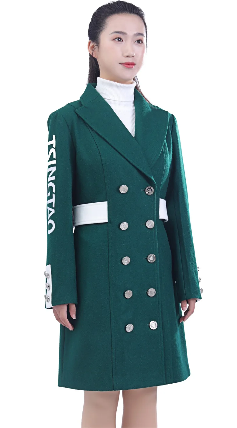 Well-known 700g Melton Fabric Autumn And Winter Green Women Work Clothes