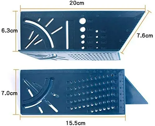 Three-Dimensional Scale Ruler Woodworking Stop-Type Ruler MultiFunction Measuring Tool for Builder/Carpenter/Craftsmen/Architect