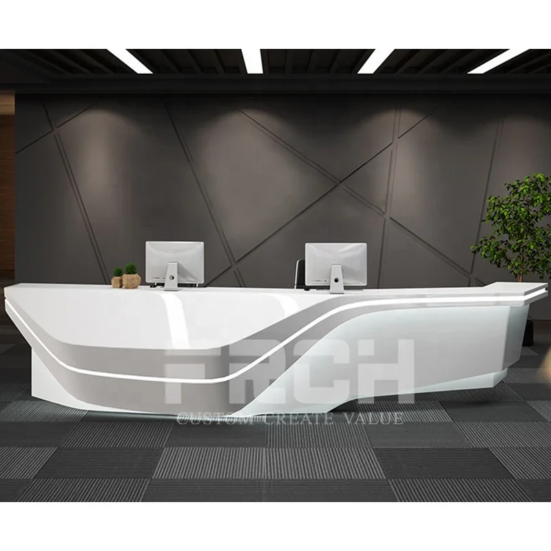 Luxury Custom Design Unique Special Shape Artistic Front Counter Hotel Gym Spa Beauty Salon Reception Desk